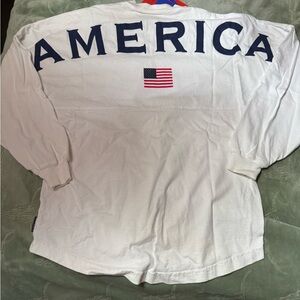White Long Sleeve Shirt with America Print